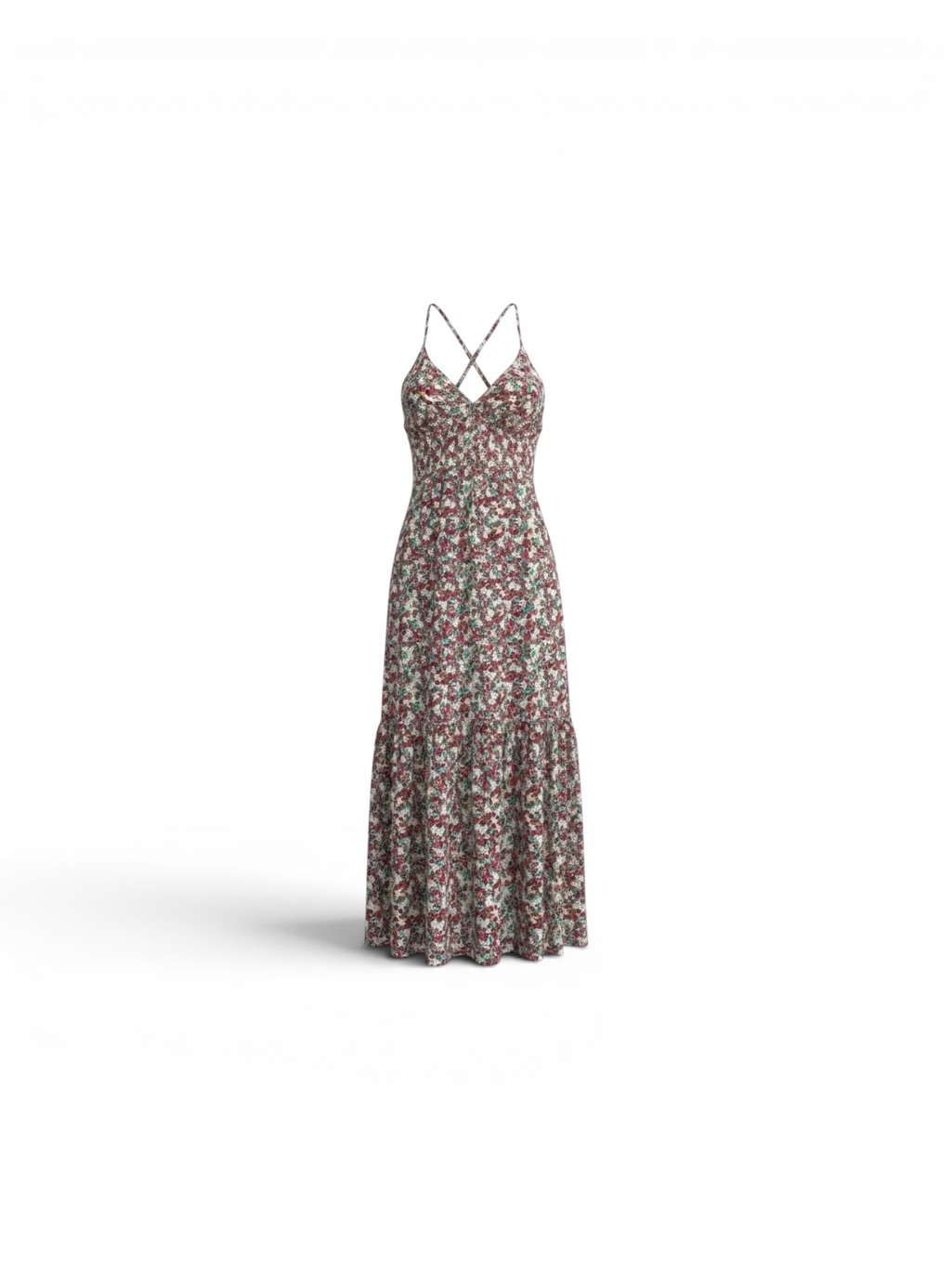Steve Madden Floral Maxi Slip Dress In Burgundy And Green